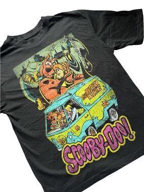 Scooby Doo Mystery Machine Graphic Tee Black Fits Large (Tagged M) Y2K Cartoon